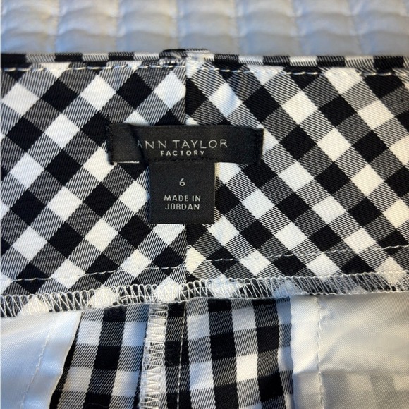 Ann Taylor Factory Gingham Ankle Pants Size 6 Preppy Career Stretch Cottagecore - Picture 4 of 9